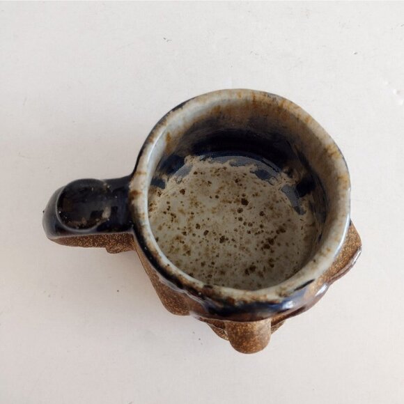 Vintage Studio Art Pottery Ugly Face Coffee Mug Man Tennis Racket Ball In Mouth - Picture 5 of 7